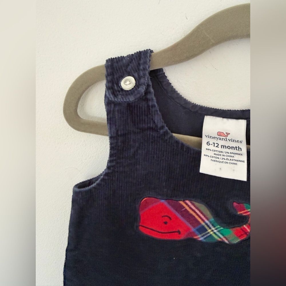 Vineyard Vines Romper vintage Boys 6-12M Corduroy Whale Applique Overalls Outfit - Picture 5 of 7